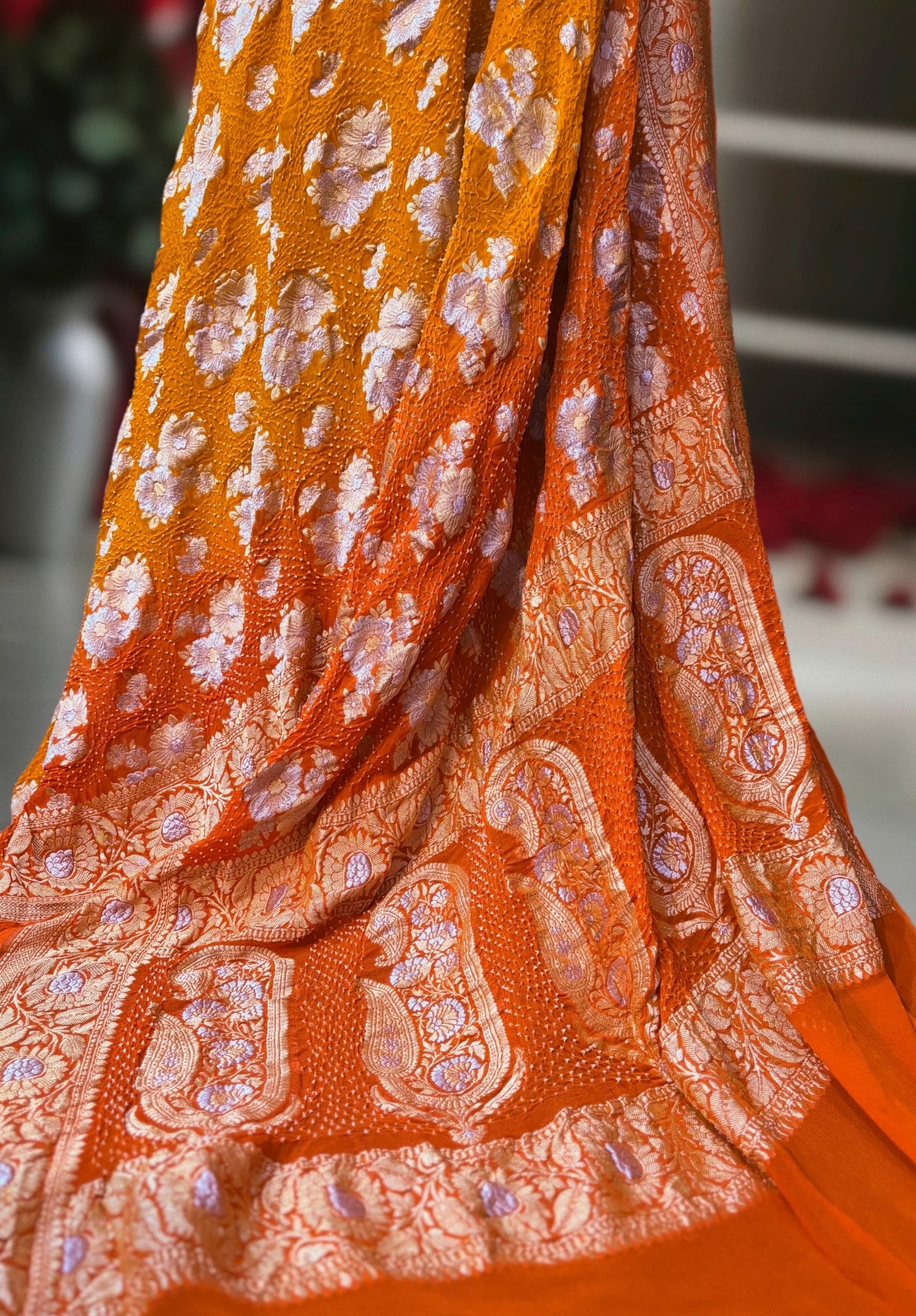 Sona Rupa khaddi gorgette saree Indian sarees handmade sari blouse SaffronFashion