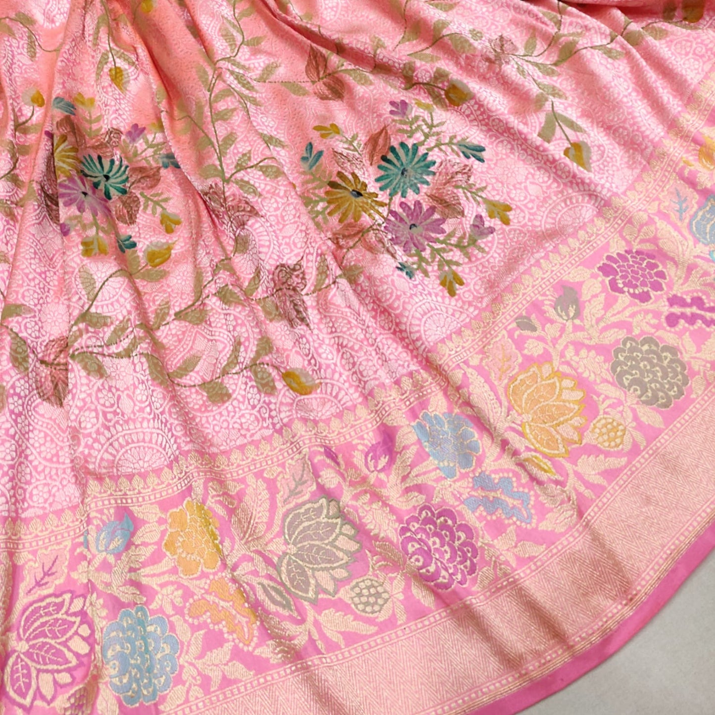 Pink Katan handwoven silk saree beautiful sarees - Saffronfashionindia