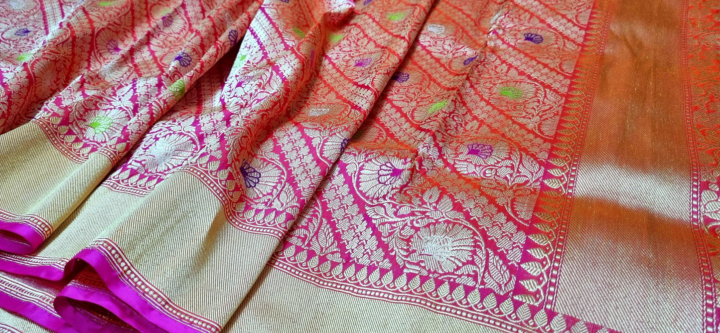 Hina katan kadwa handwoven saree - Saffronfashionindia