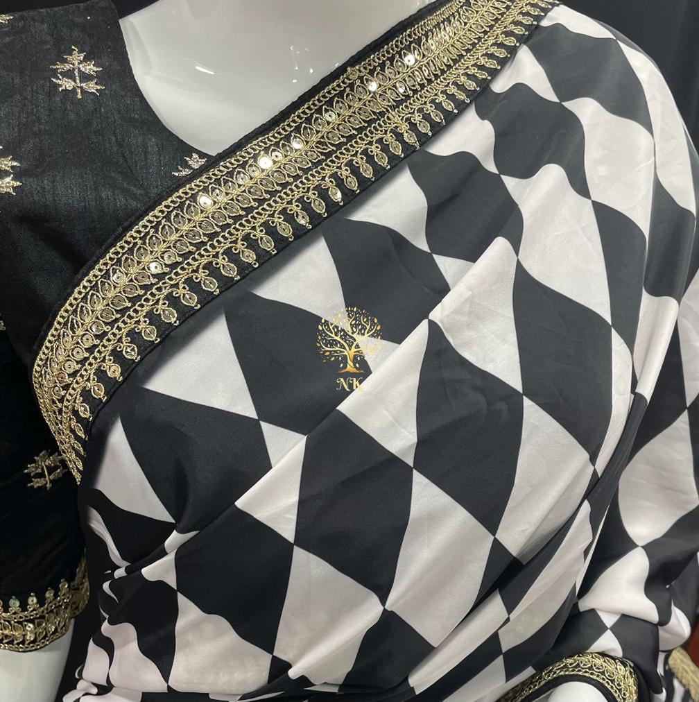 Rinaz print saree,,,partywear stylish saree - Saffronfashionindia