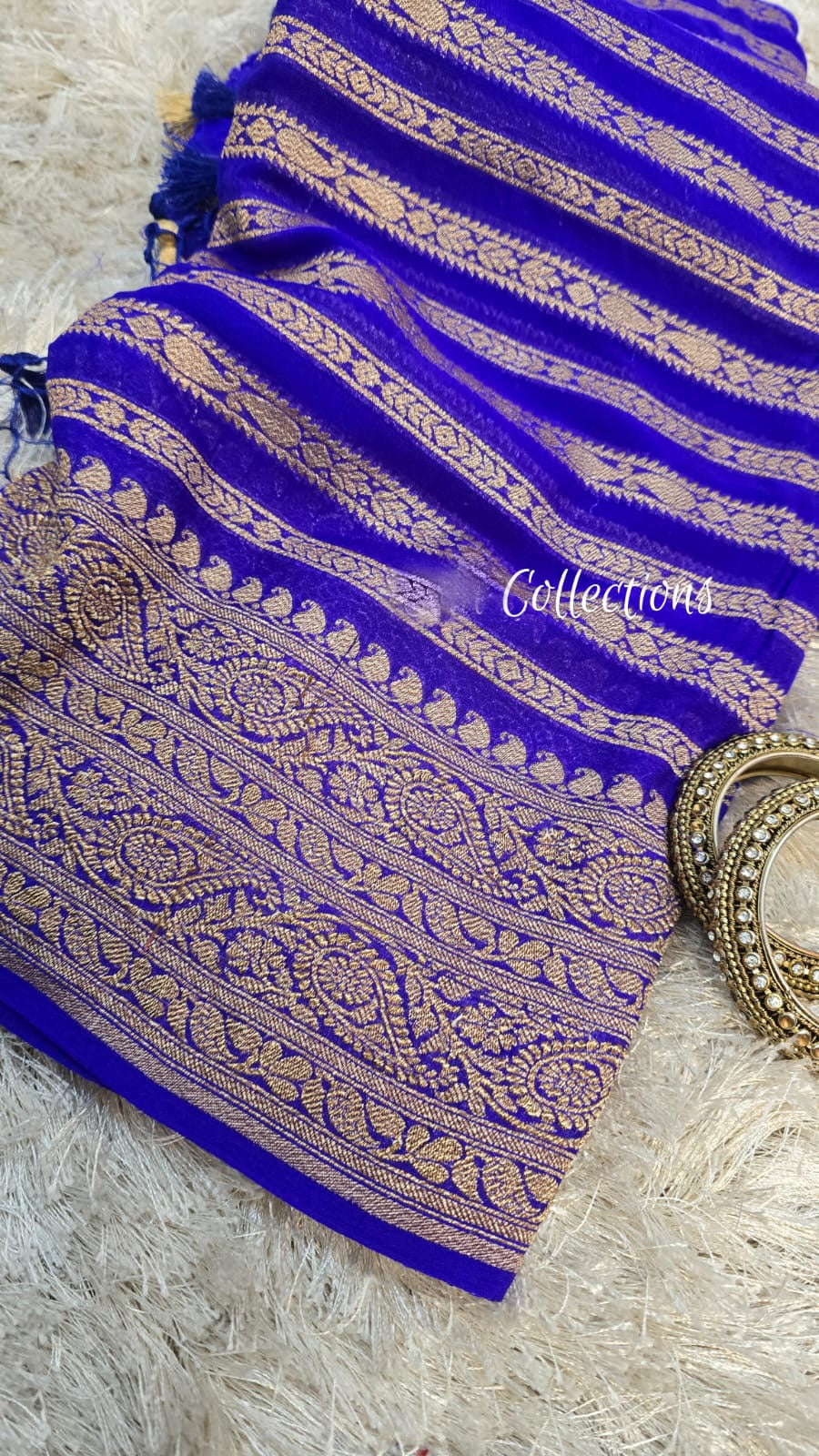 Blue Khaddi georgette saree Indian sarees blouse SaffronFashion