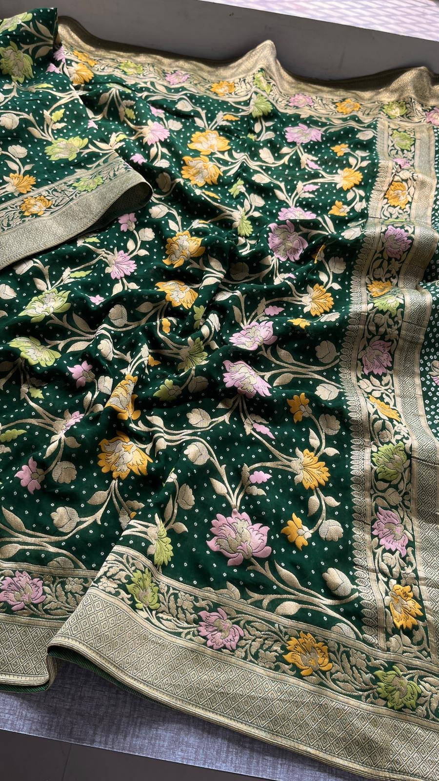 Muvish Khaddi Gorgette saree Indian sarees - Saffronfashionindia