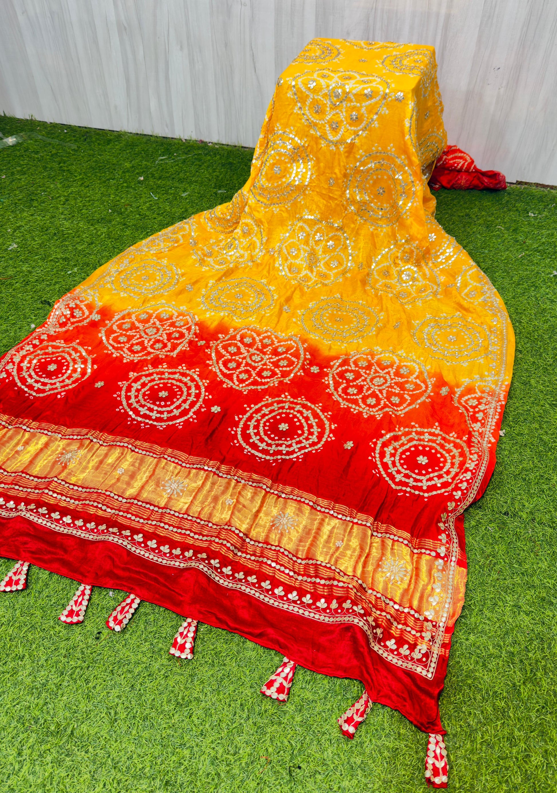Yellow dupatta handmade dupatta gajji silk dupatta SaffronFashion