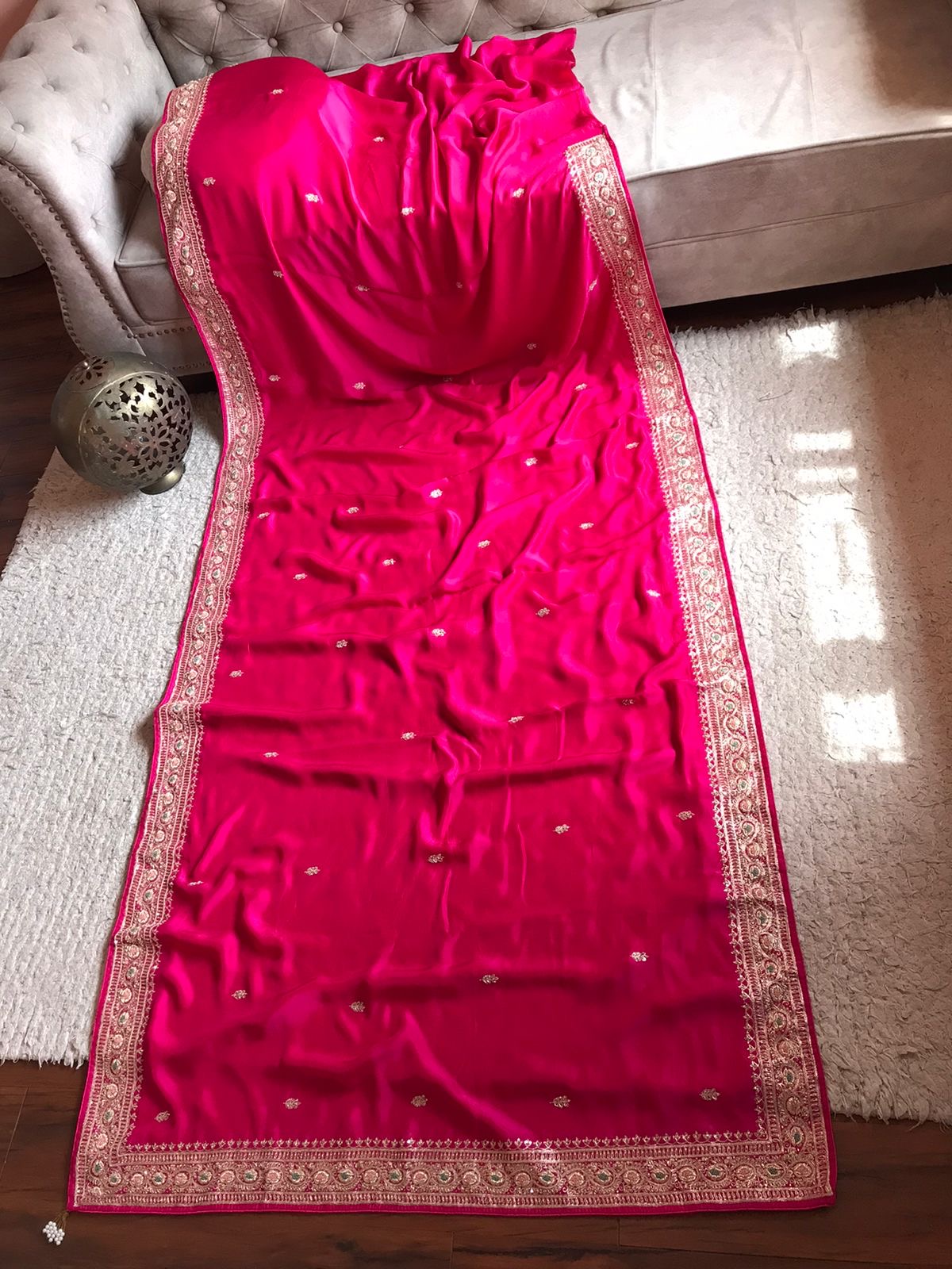 Pink satin Preety saree beautiful saree - Saffronfashionindia