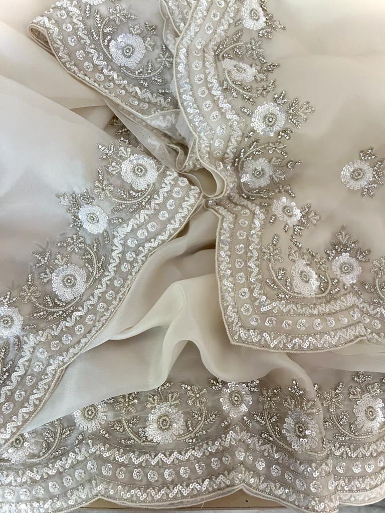 Angela organza partywear reception sarees women sari - Saffronfashionindia