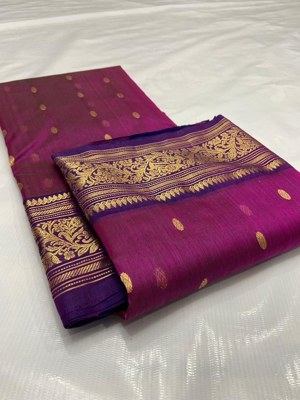 Navisha saree Chanderi silk saree Indian saree blouse - Saffronfashionindia