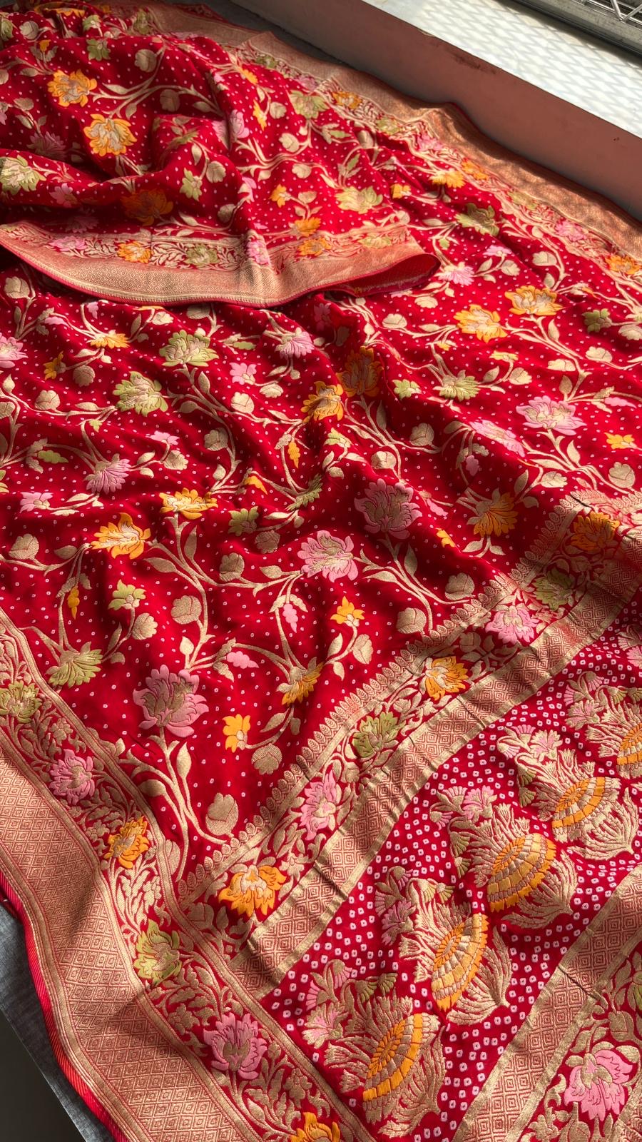 Muvish Khaddi Gorgette saree Indian sarees - Saffronfashionindia