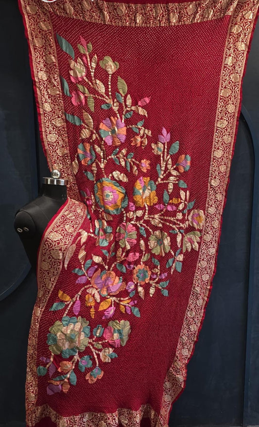 Red floral dupatta meenakari dupatta beautiful dupatta SaffronFashion