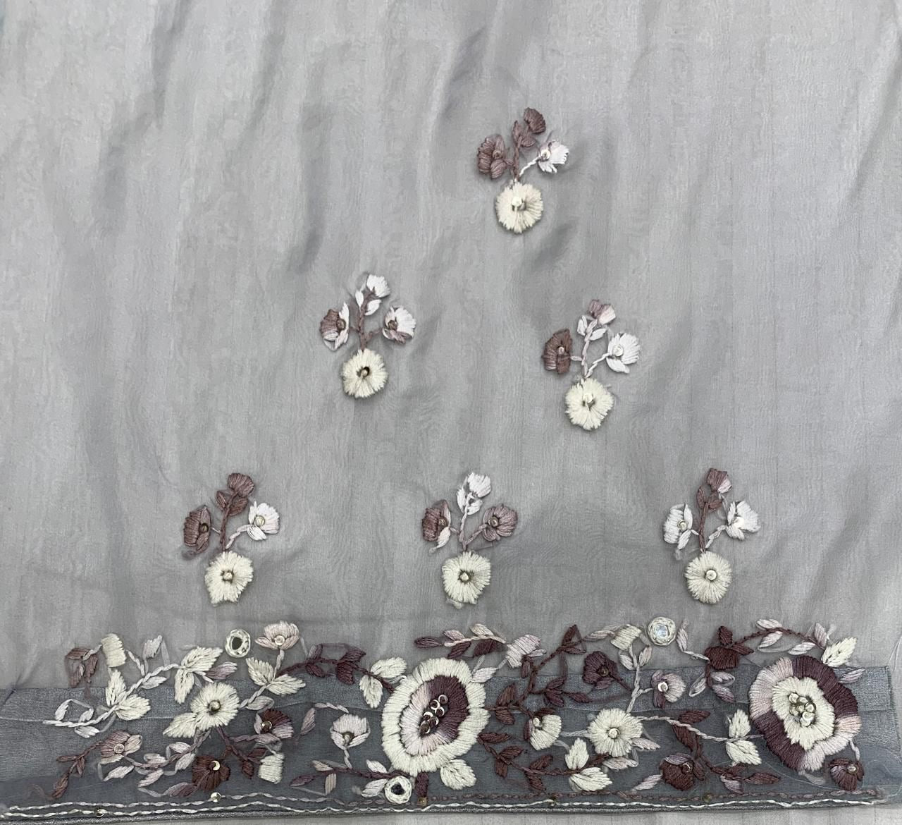 Mishika organza saree handwork saree embroidery saree blouse SaffronFashion