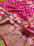 Pinash banarsi handwoven Bandhani Gorgette sarees