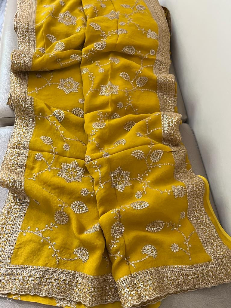 Tanisha Gorgette sequence Reshma Indian saree - Saffronfashionindia