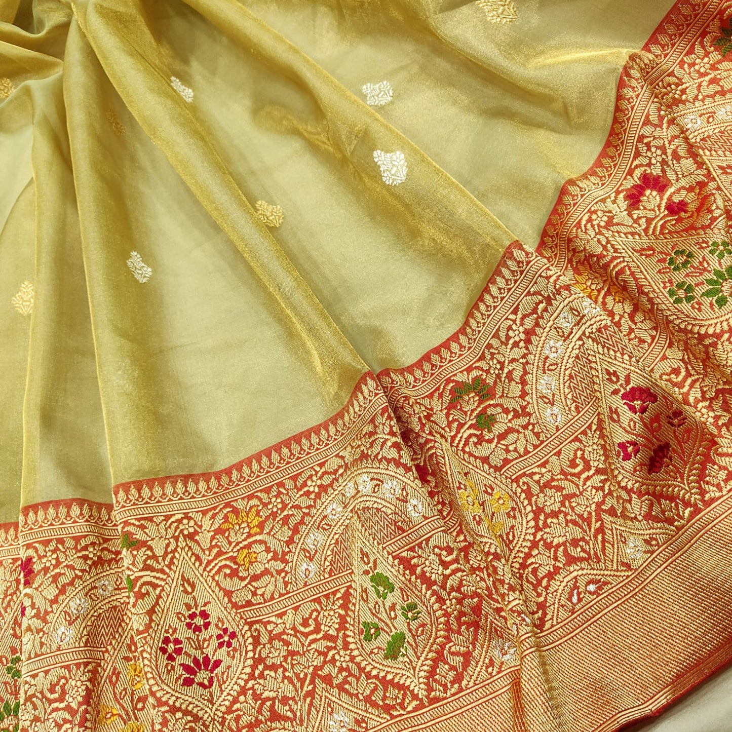 Ektara handwoven tissue kora saree - Saffronfashionindia