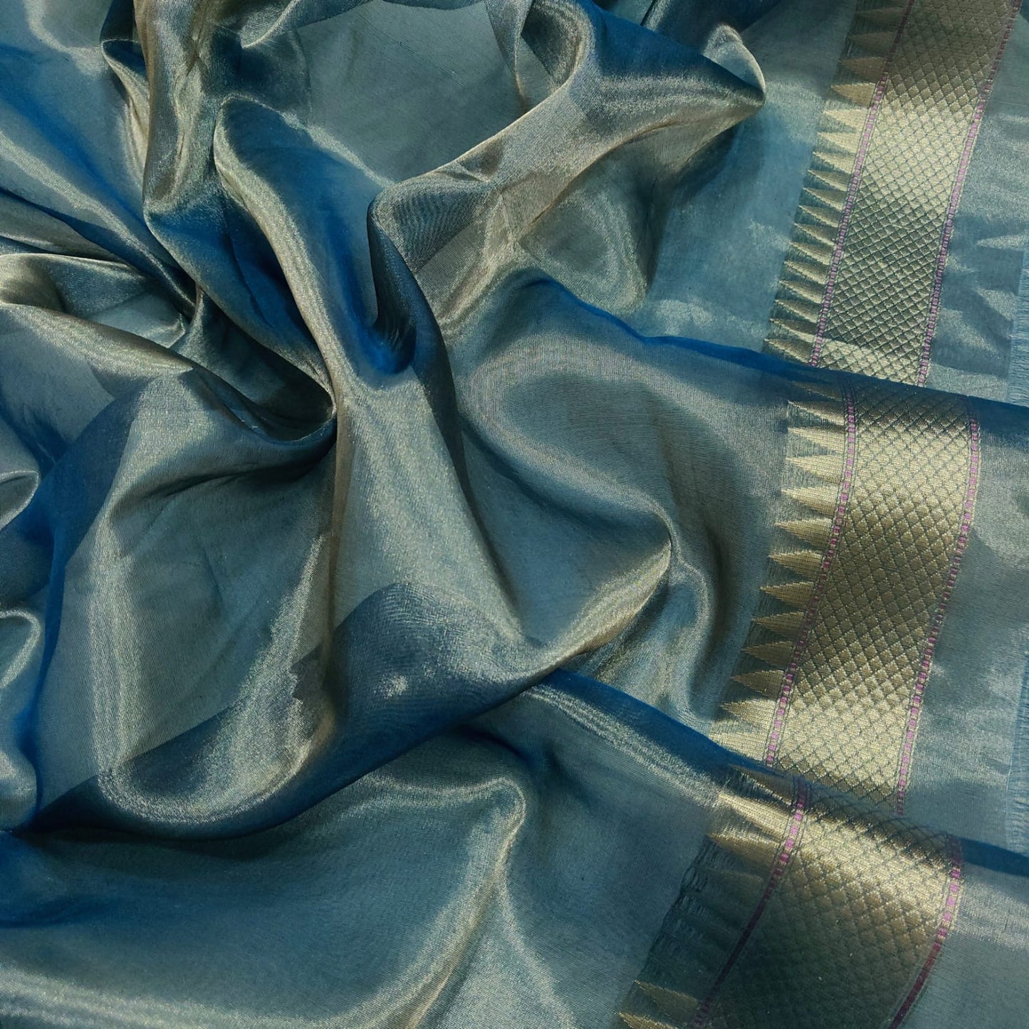 Bonisha tissue handwoven saree Zari booties sarees - Saffronfashionindia