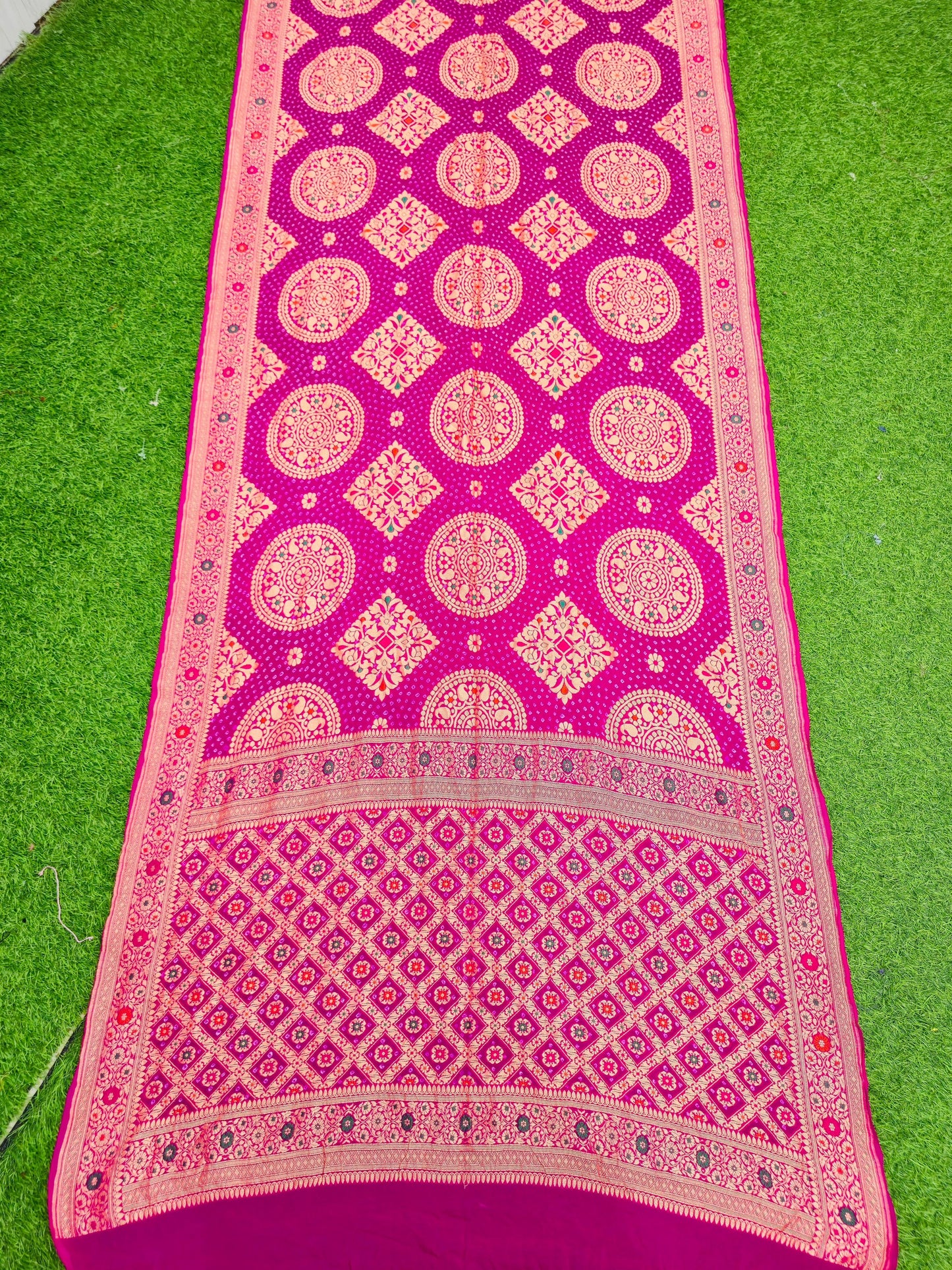 Avisha gorgette saree meenakari saree Indian sari blouse Saffronfashionindia