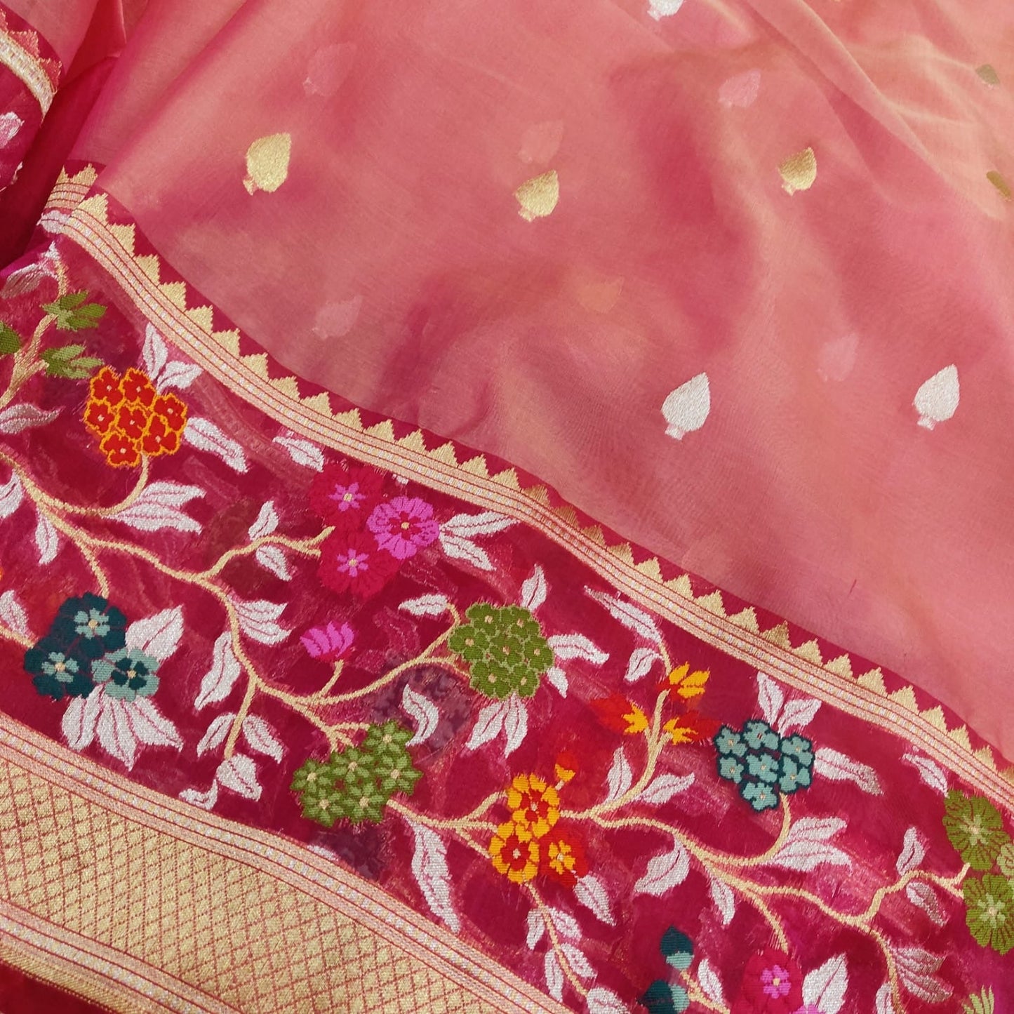 Avshika sarees Kora saree handwoven sari blouse SaffronFashion