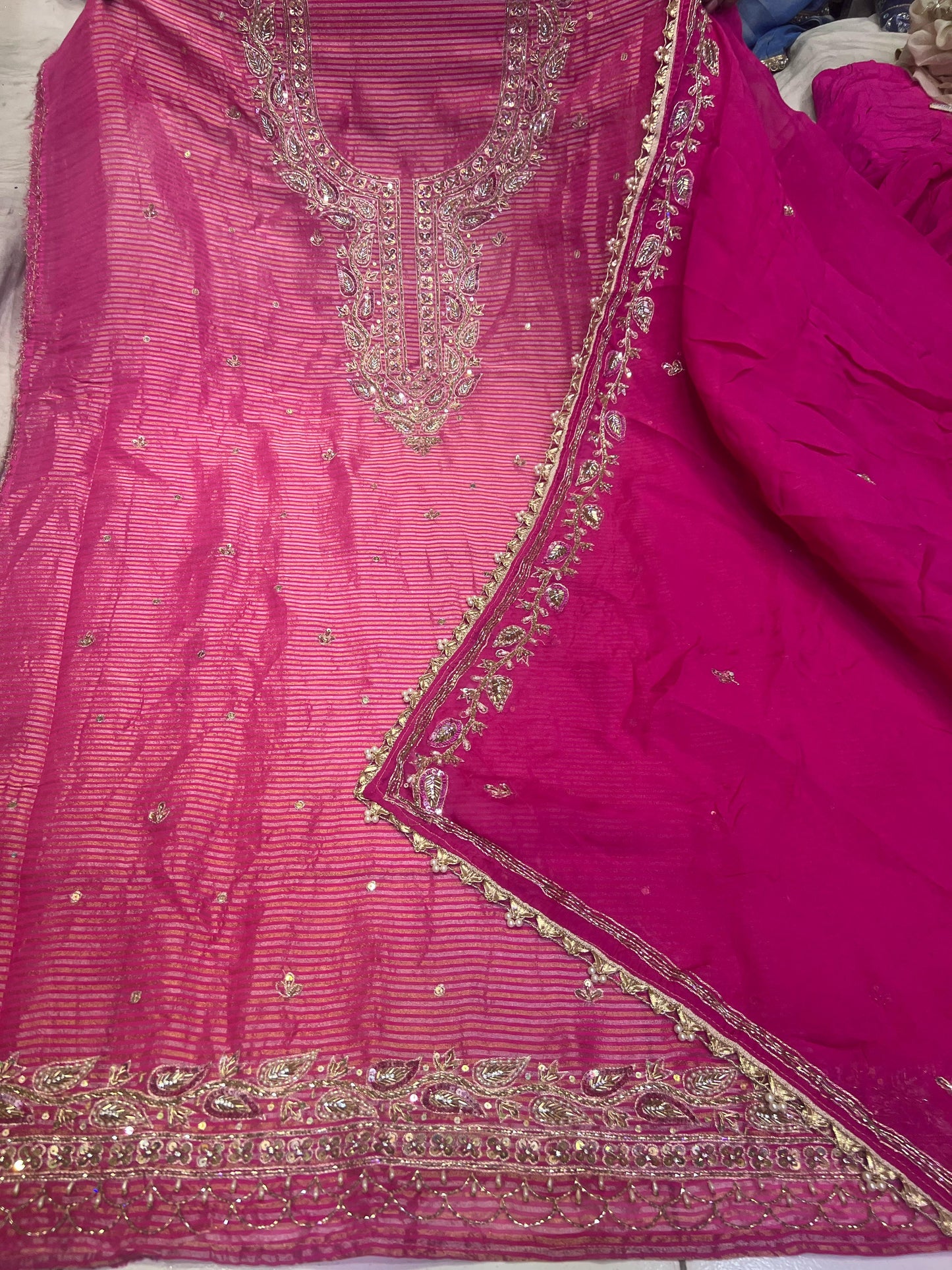 Punjabi inspired Salwar suit Shimmer Salwar kameez - Saffronfashionindia