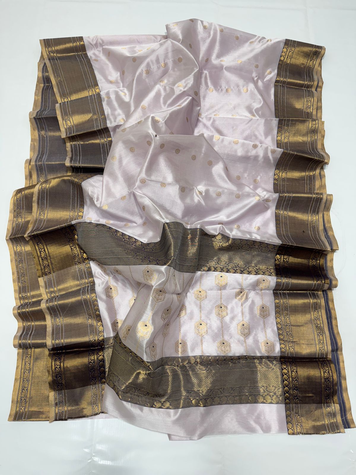 Elegant Chanderi saree pattu silk sarees blouse - Saffronfashionindia