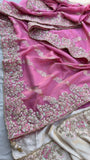 Vania Banarsi Munga Silk Saree pink sari