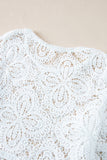 Oatmeal Hollowed Macrame Lace Crochet Bohemian Blouse