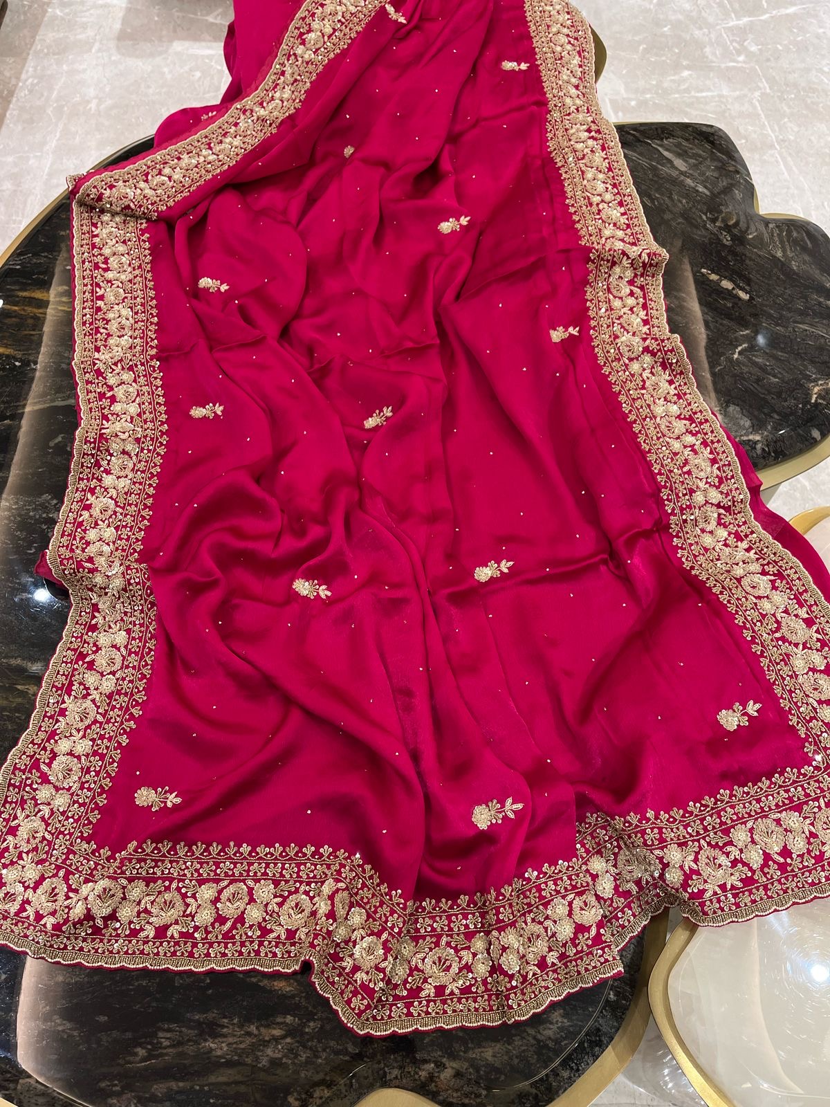 Luxury crepe satin saree Indian saree traditional sarees blouse women saree Saffronfashionindia