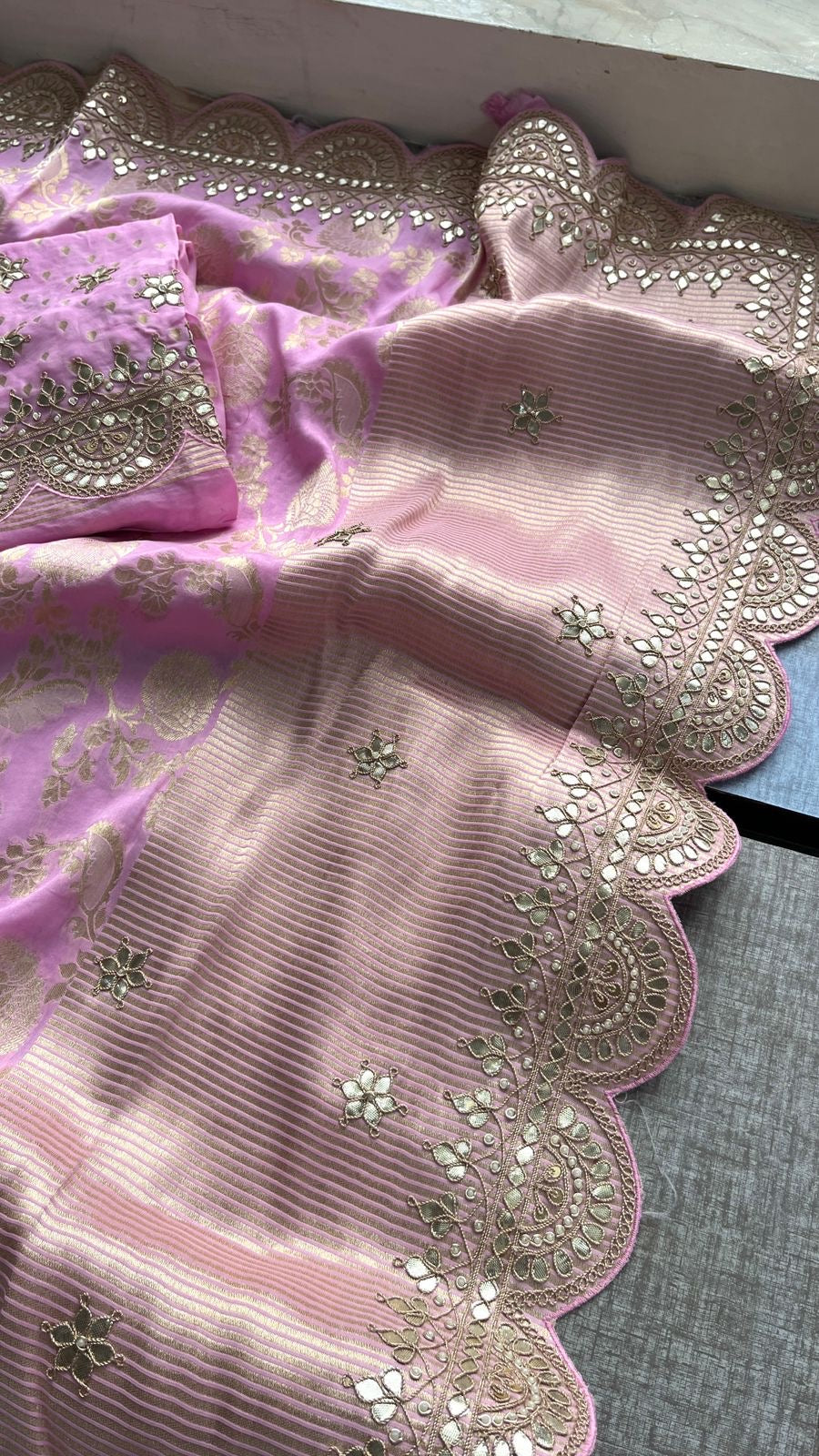 Liama Khaddi Gorgette saree Indian saree traditional sarees - Saffronfashionindia