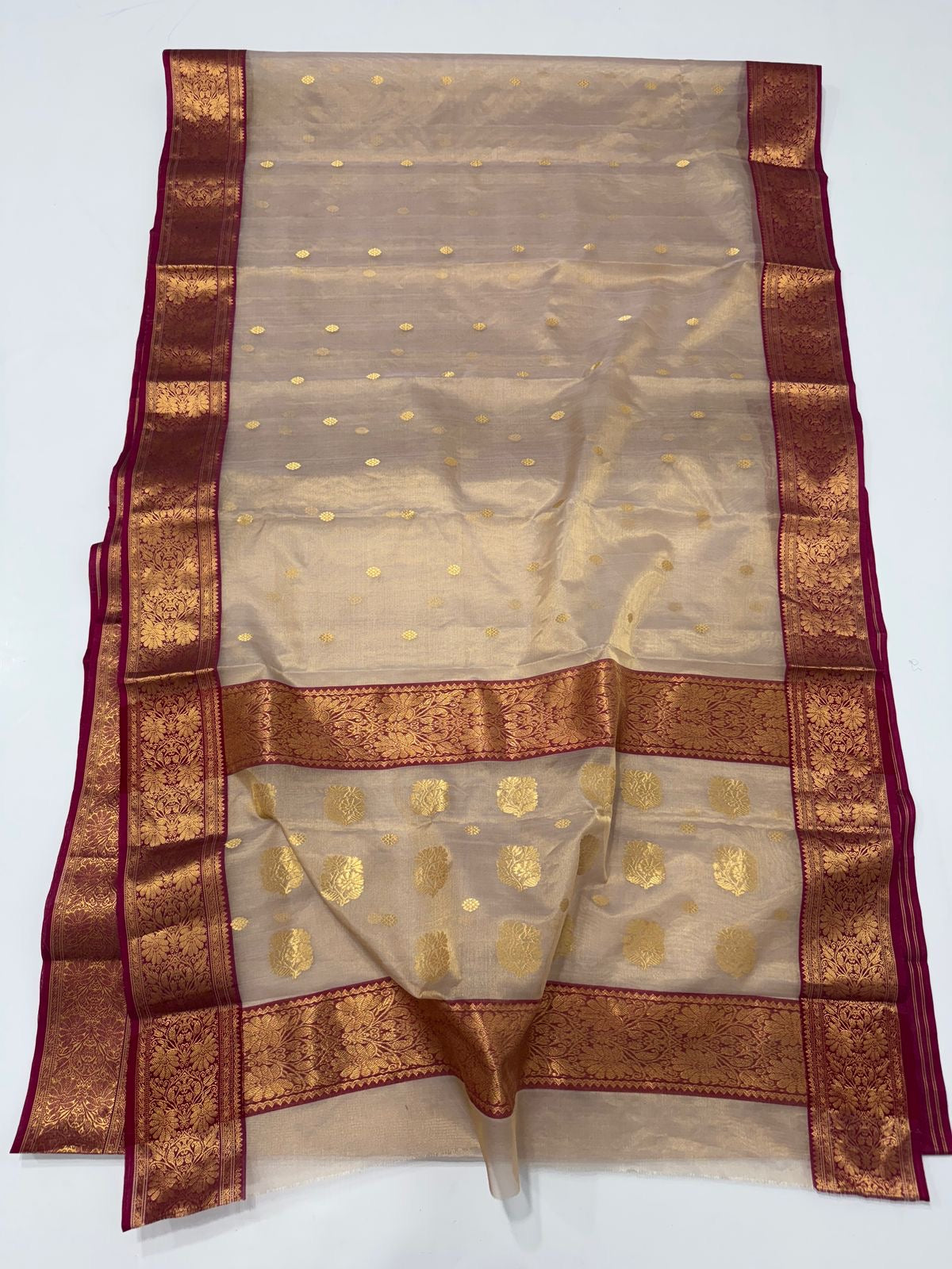 Luxury Chanderi Karan silk saree Indian sarees blouse - Saffronfashionindia