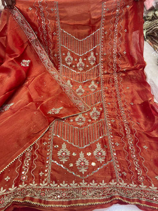 Shimmer organza suit Salwar suit Punjabi suit SaffronFashion