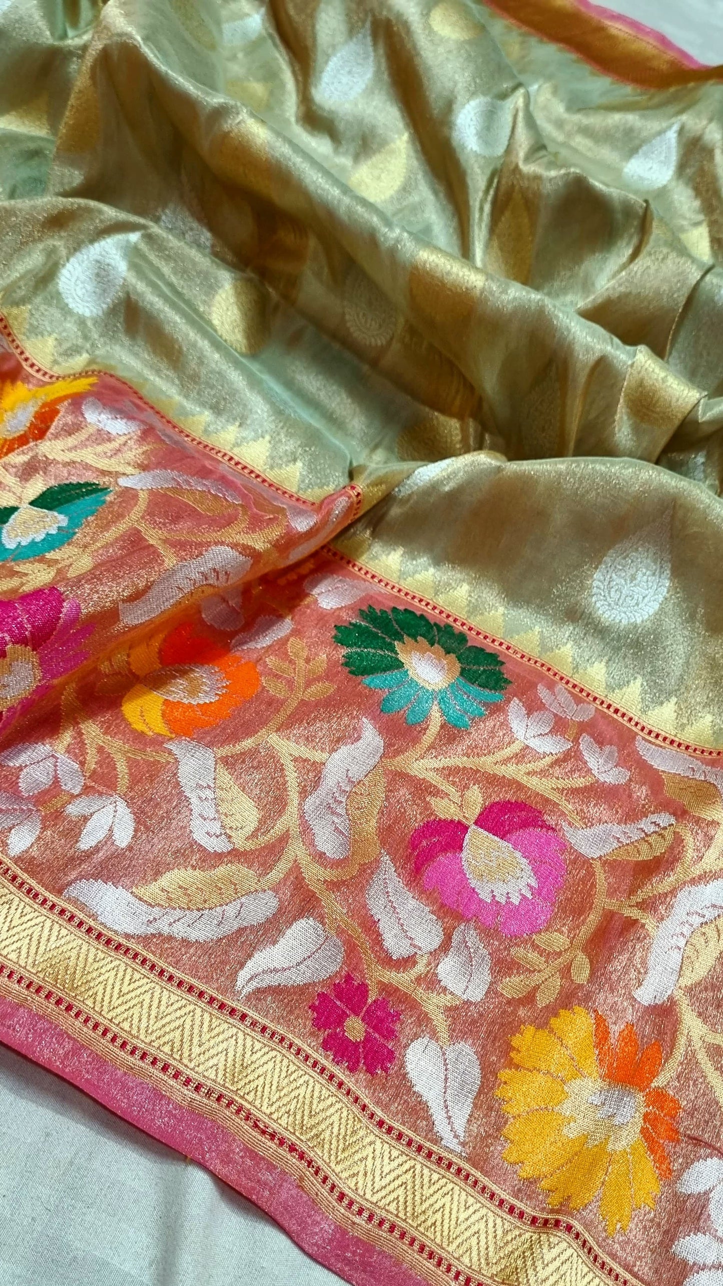 Yashodha handwoven banarsi tissue silk saree women saree - Saffronfashionindia