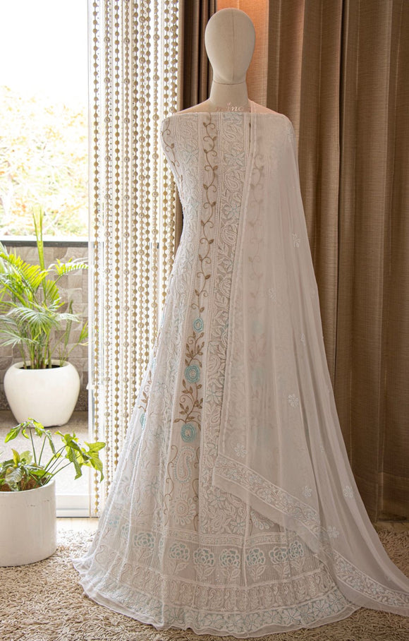 Lucknowie Gorgette dress pakistani dress Chikankari dress