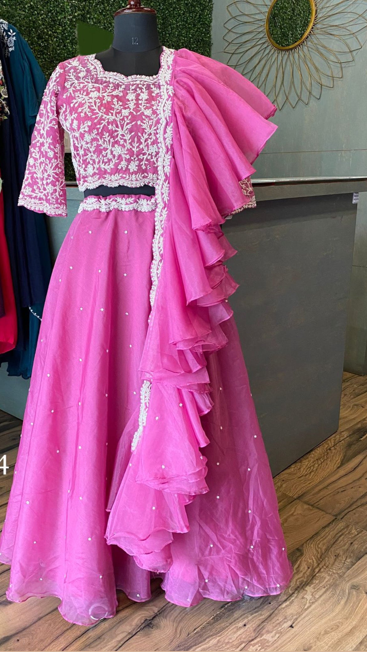 Pink indowestern partywear dress - Saffronfashionindia