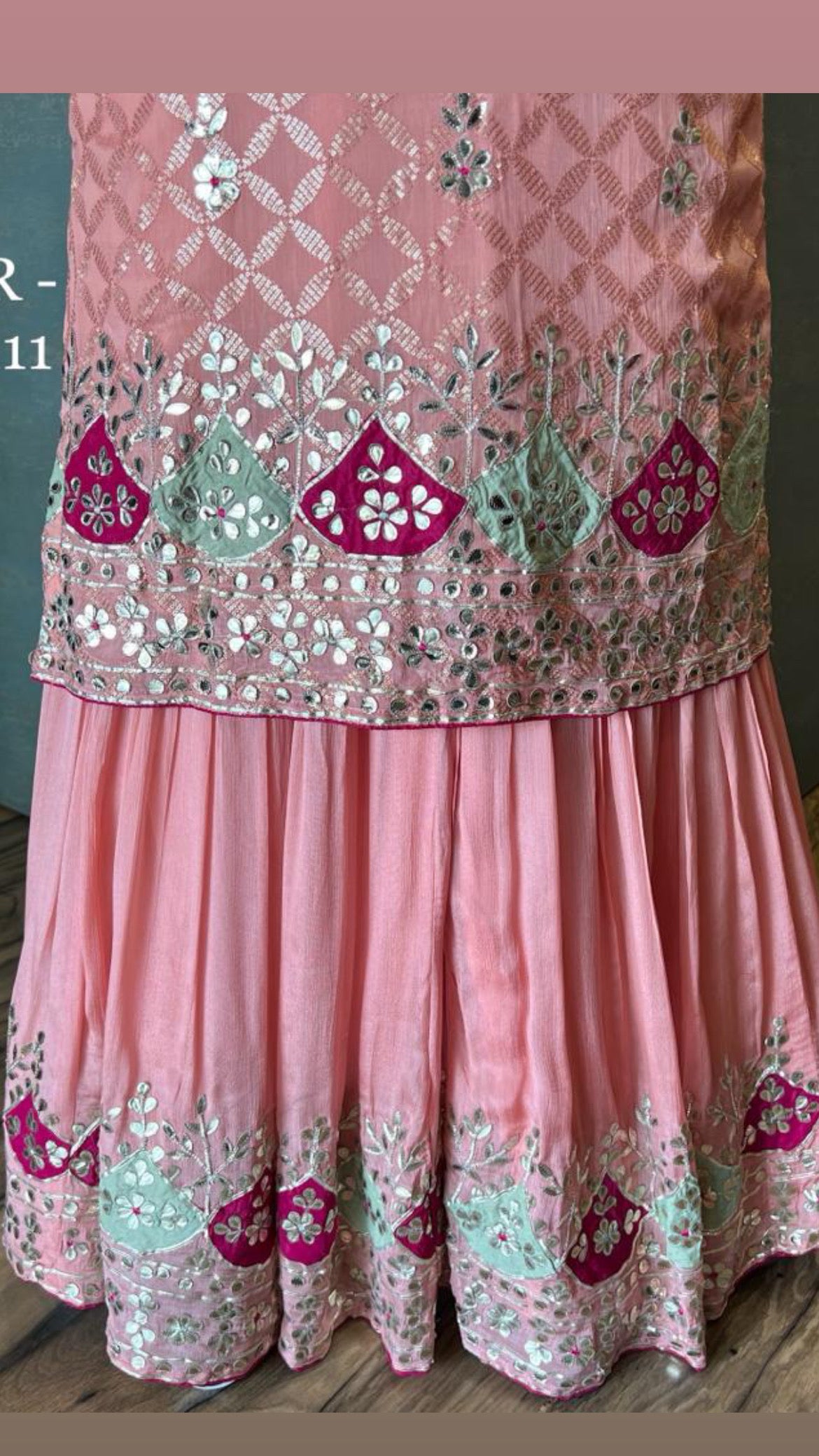 Peachy peach kurta gharara dress - Saffronfashionindia