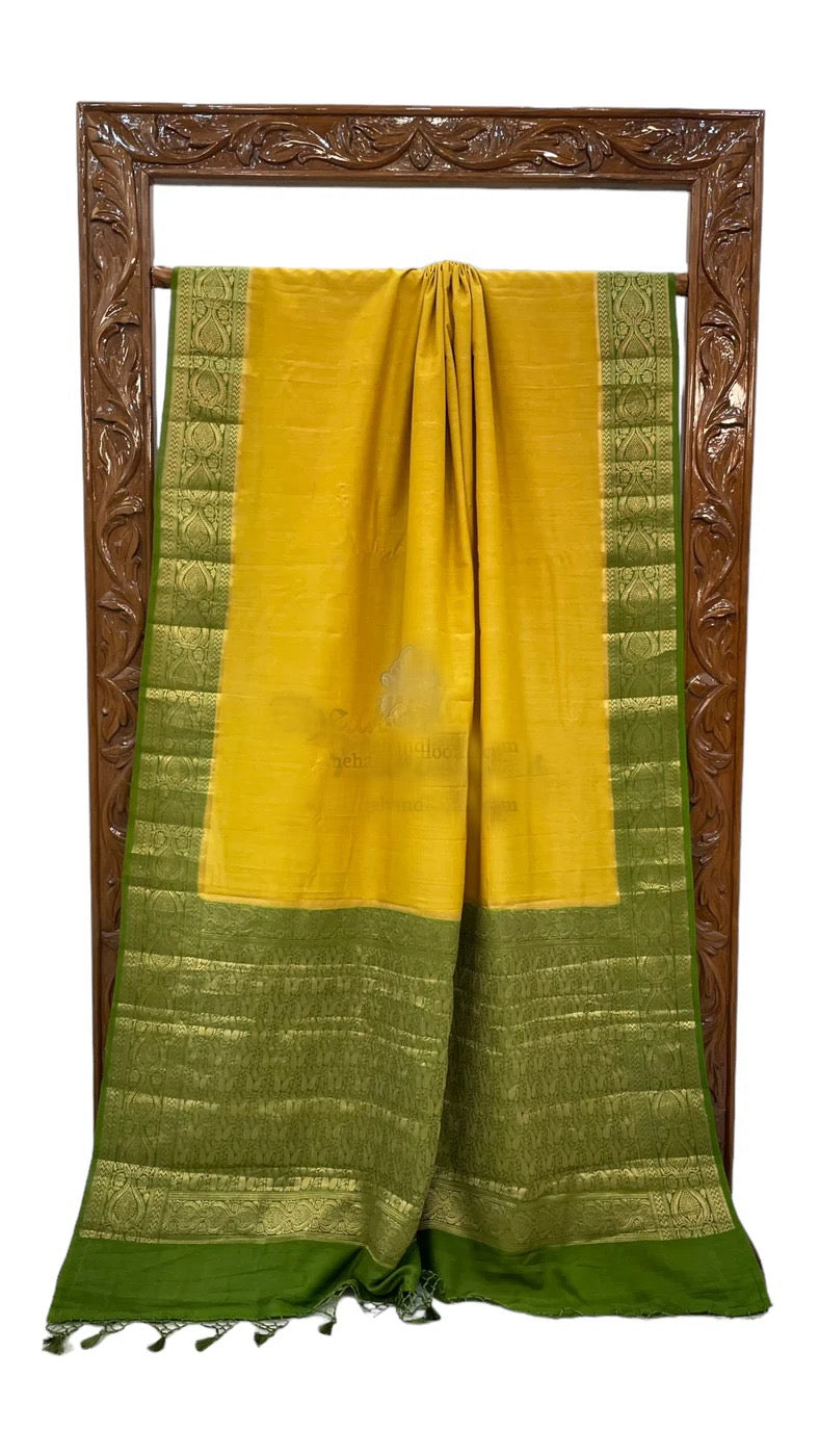 Banarsi saree water Zari Khaddi Gorgette saree blouse - Saffronfashionindia