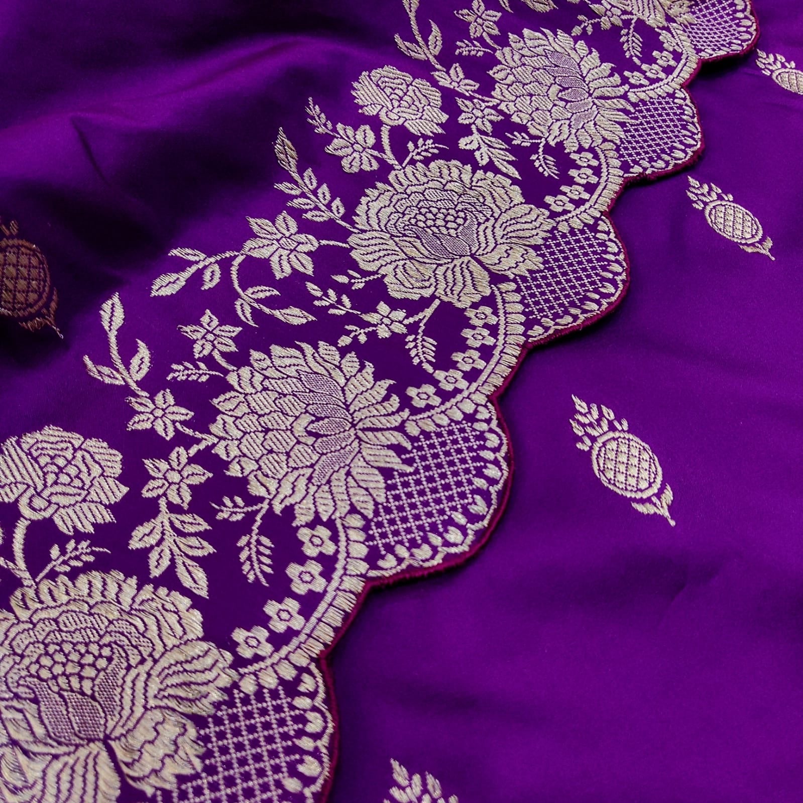 Purple katan silk saree - Saffronfashionindia