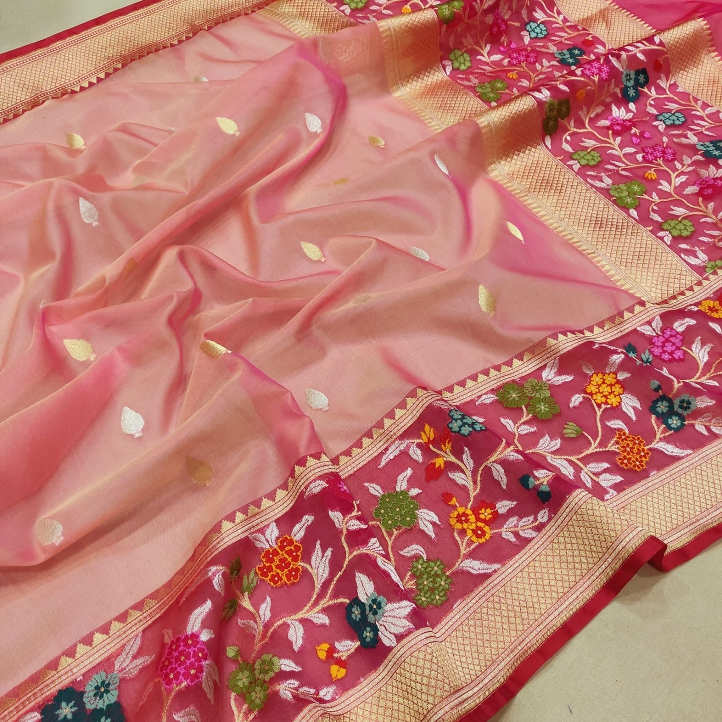 Avshika sarees Kora saree handwoven sari blouse SaffronFashion