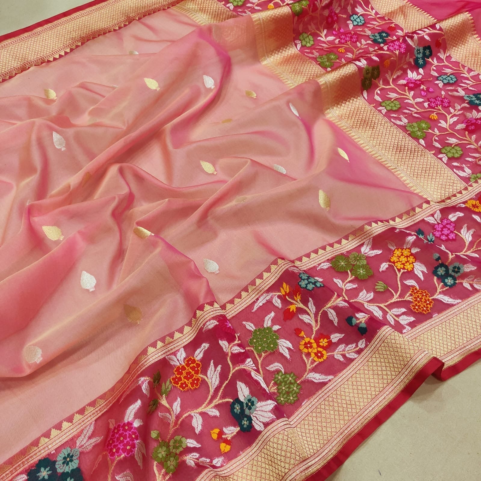 Avshika sarees Kora saree handwoven sari blouse SaffronFashion