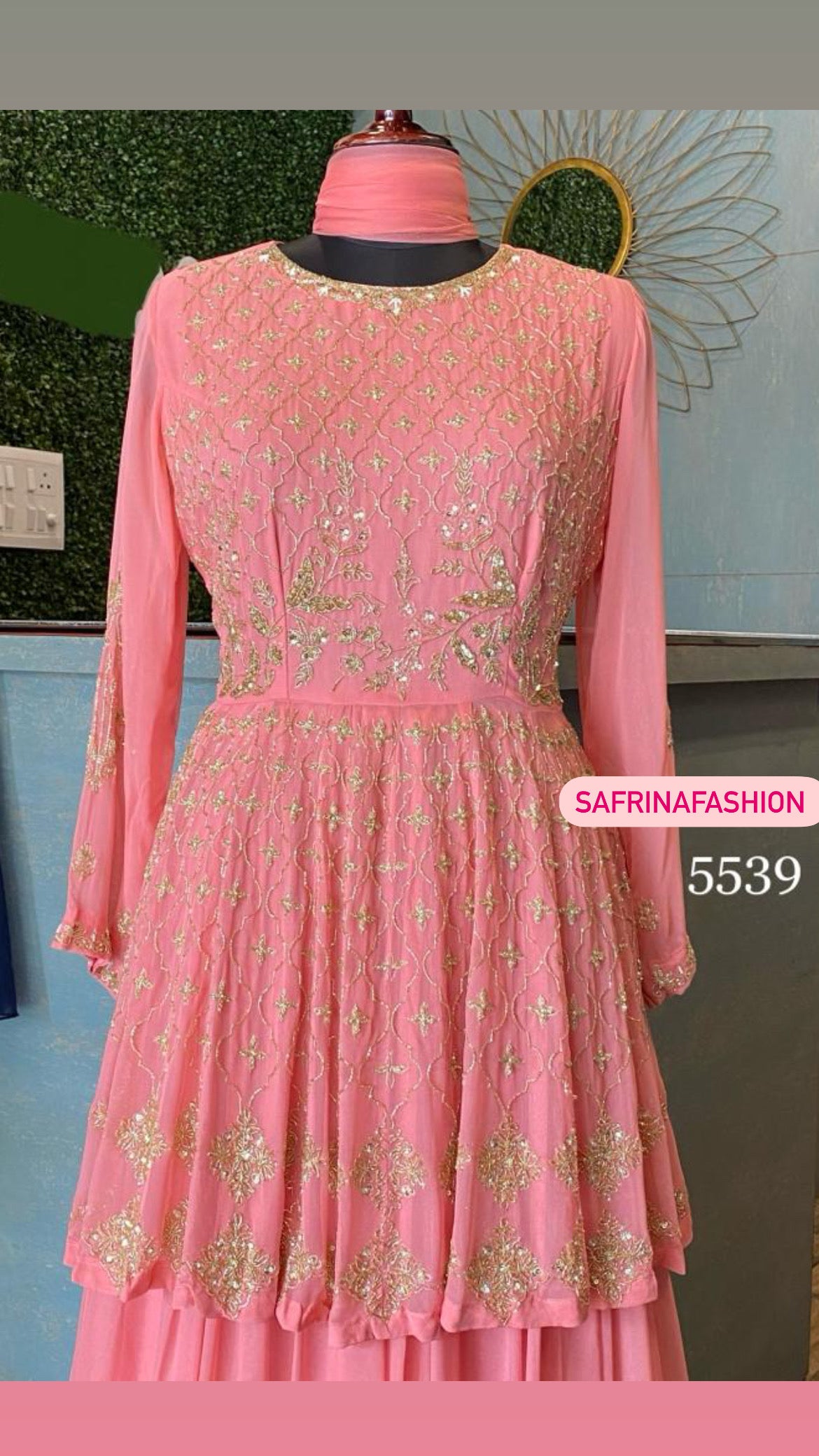 Peachy peach indowestern partywear dress - Saffronfashionindia