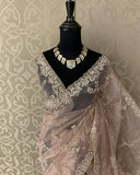 Oliva organza saree handwork saree reception saree blouse