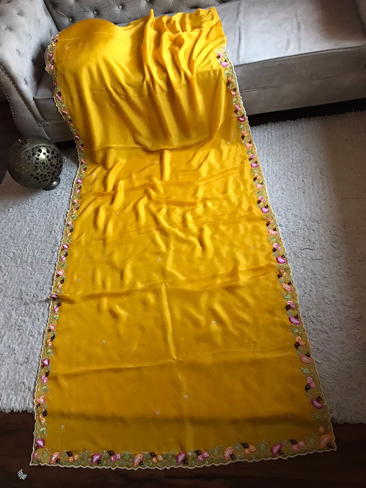 Raamji yellow organza silk sarees - Saffronfashionindia