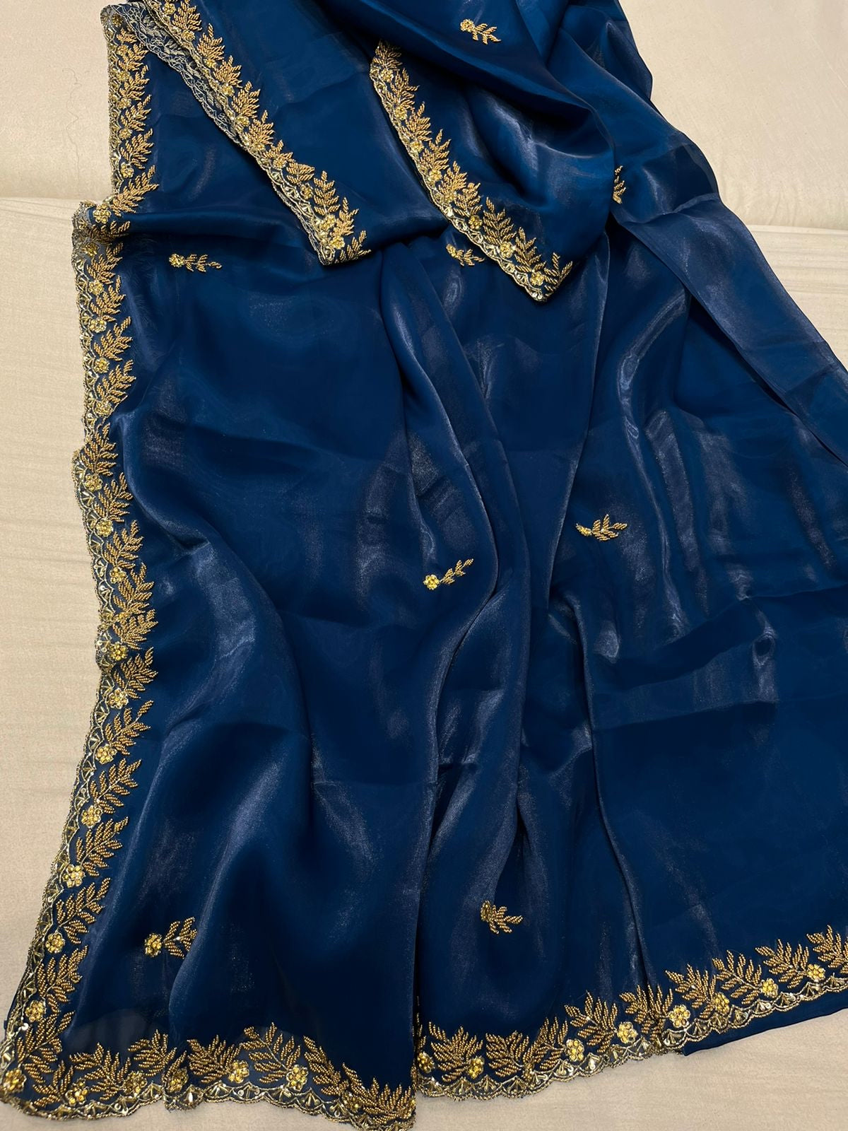 Simana tissue organza saree,,,,,reception sari - Saffronfashionindia