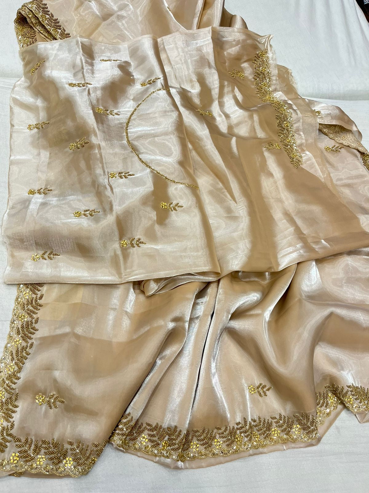 Simana tissue organza saree,,,,,reception sari - Saffronfashionindia