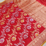 Red Banarsi Katan silk saree Indian traditional sarees