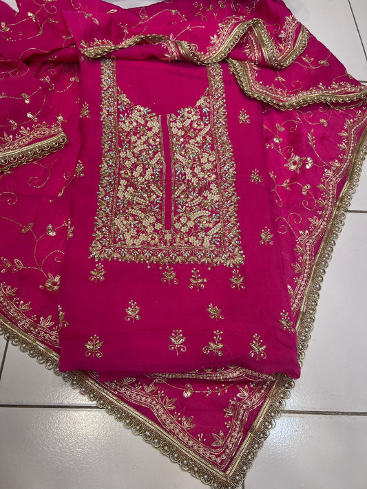 Punjabi crepe dress Indian dress women clothing SaffronFashion