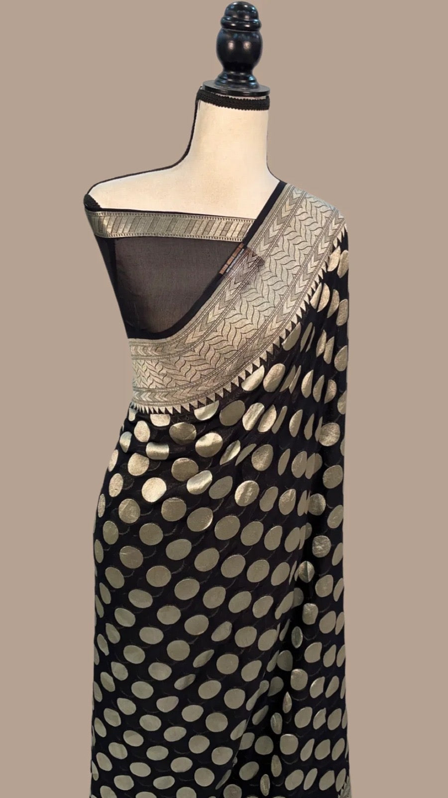 Anika black Khaddi Gorgette saree - Saffronfashionindia