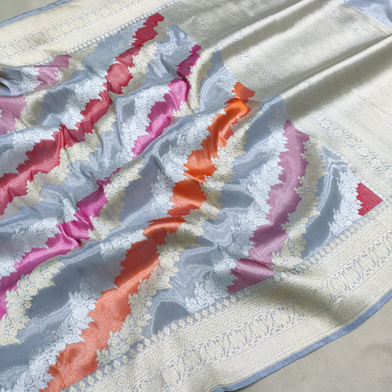 Rangkat inspired handwoven tissue silk saree - Saffronfashionindia