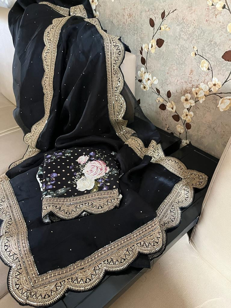 Lubesha organza saree classy sari - Saffronfashionindia