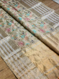 Embroidery Tissue Katan Silk Organza Saree