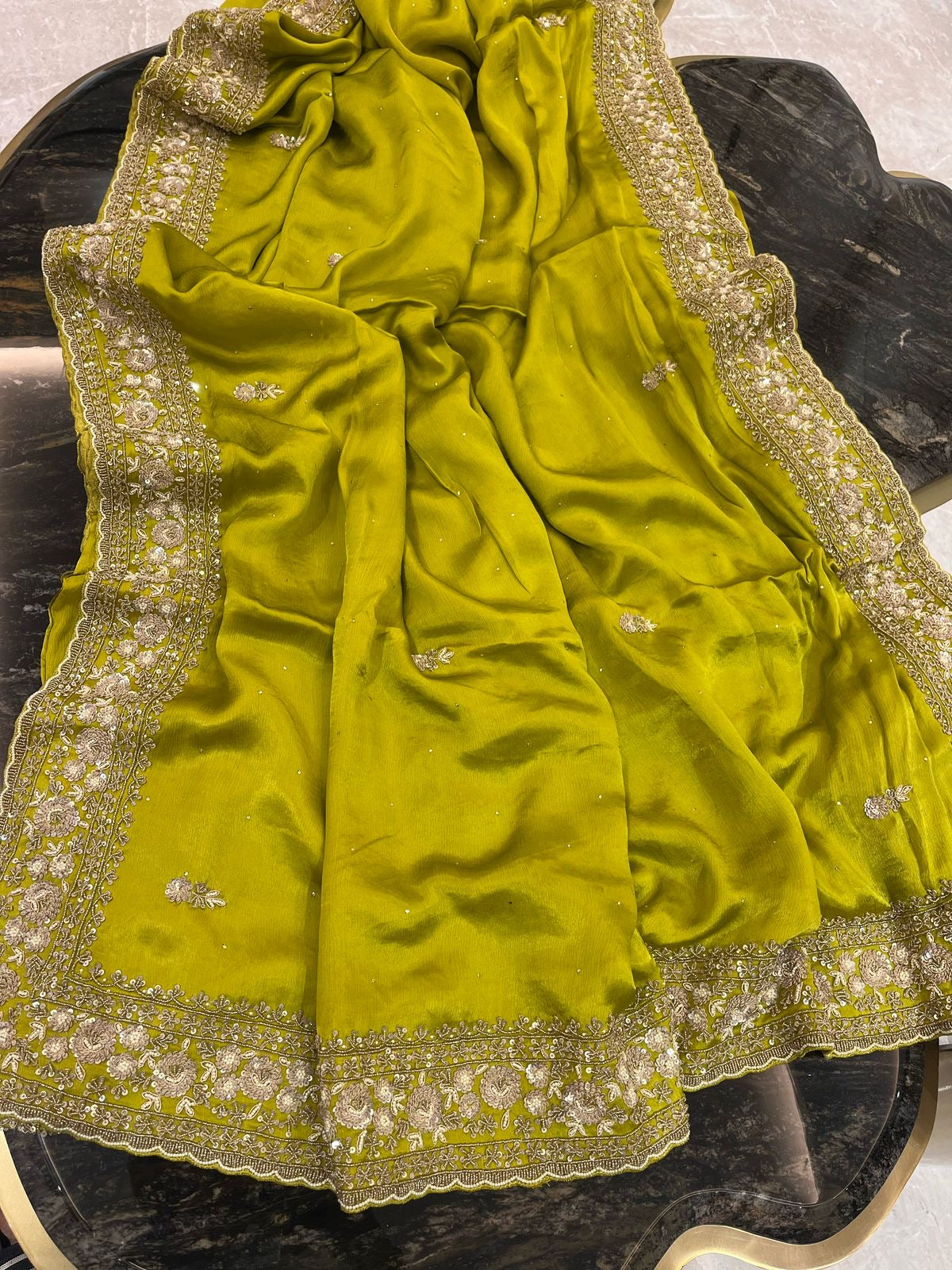 Luxury crepe satin saree Indian saree traditional sarees blouse women saree Saffronfashionindia