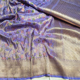 Purple Katan Meenakari handwoven saree tissue silk saree blouse