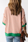 Pink Stripe Colorblock Drop Sleeve Loose Top