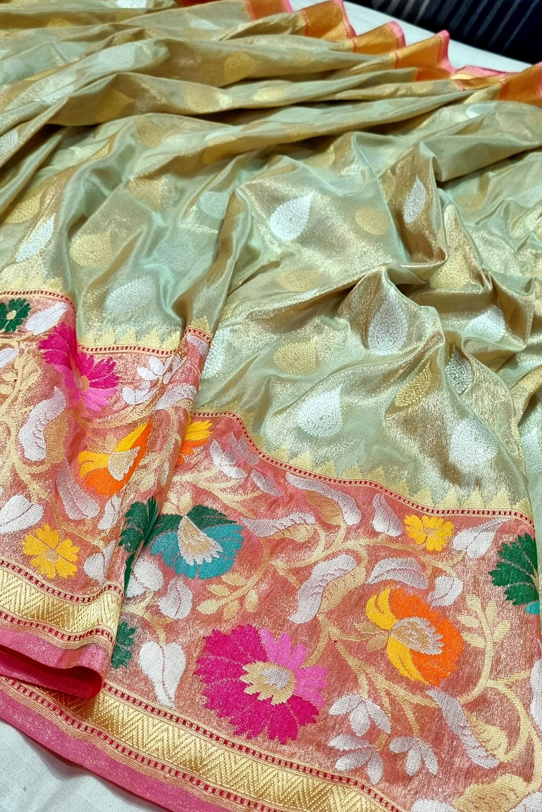 Yashodha handwoven banarsi tissue silk saree women saree - Saffronfashionindia